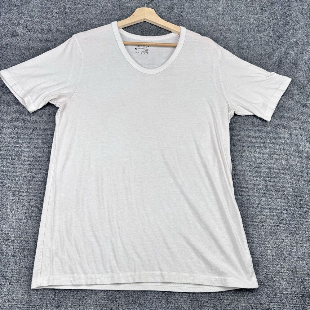 Perry Ellis Portfolio Men's M White V Neck T Shirt 60% Cotton Blend
